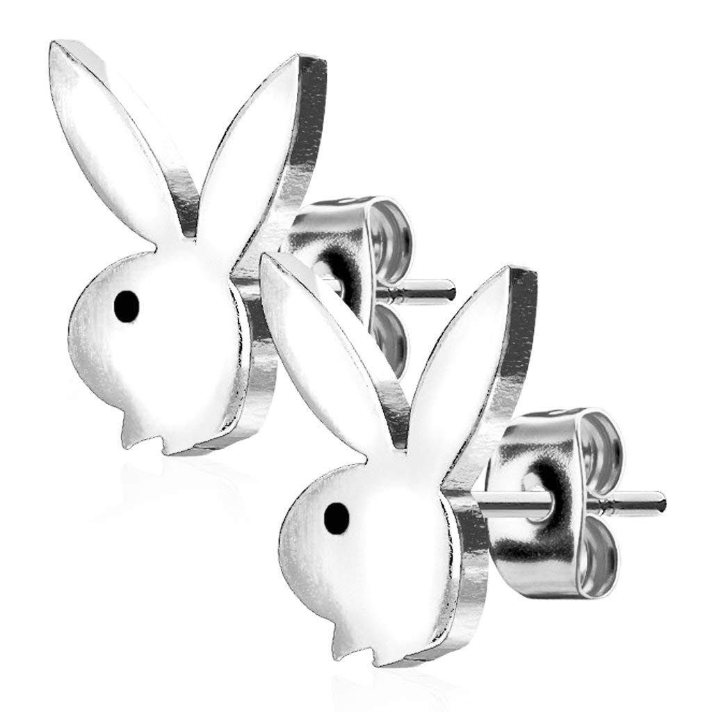 Surgical Steel Bunny Stud Earrings for Body Jewelry (Silver Tone)
| Forbidden Body Jewelry Silver Tone Bunny Stud Earri