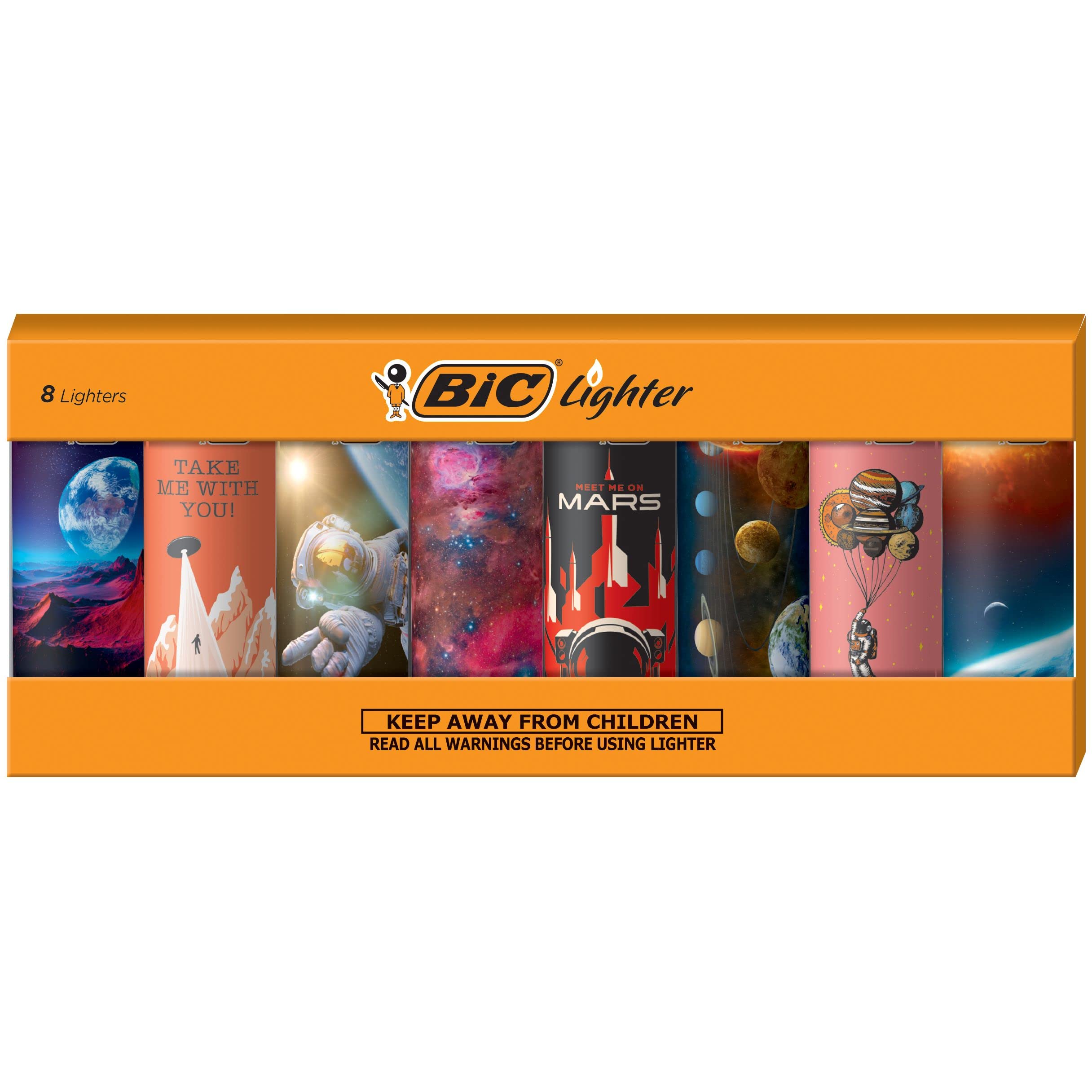 BIC Special Edition Pocket Lighter Out of This World Collection Assorted Unique Designs 8 Count Pack