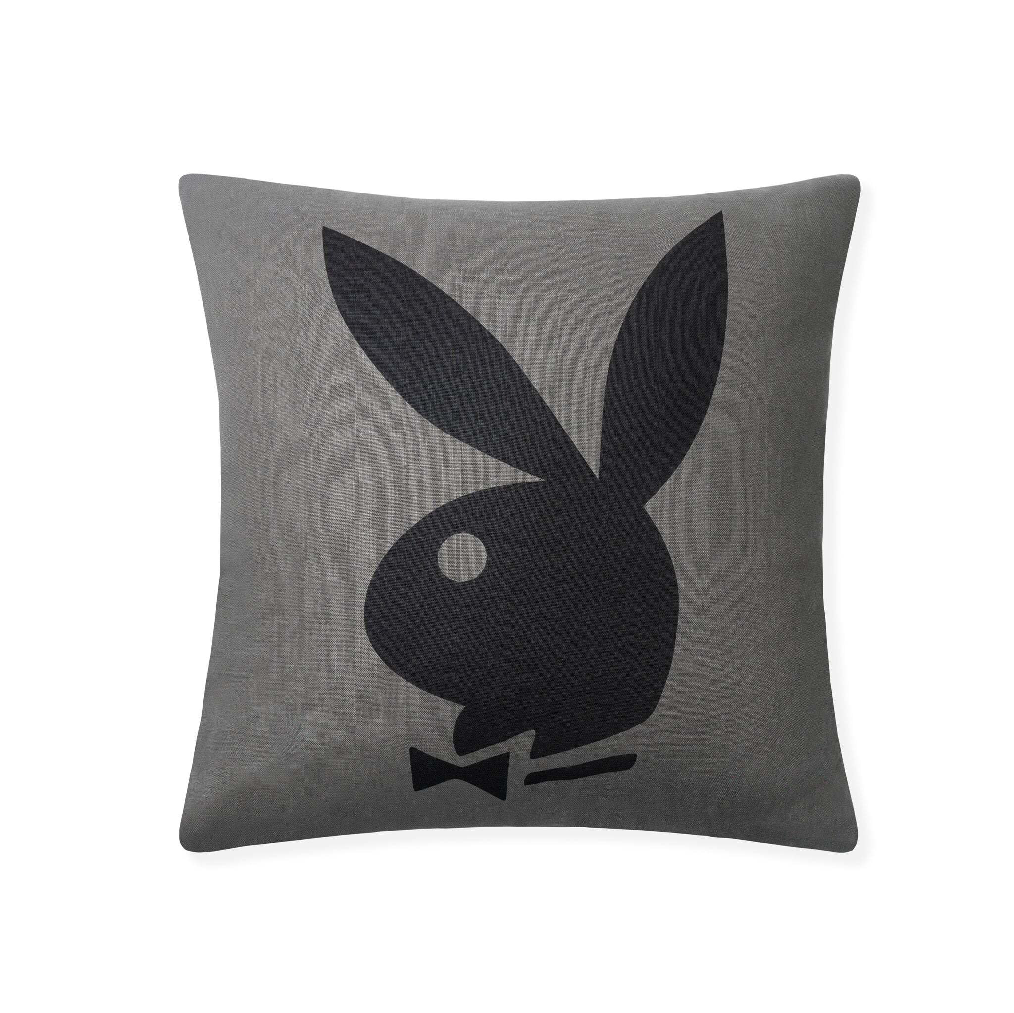 Playboy Metallic Print Comfy Pillow - Coal Gray and Black - Spun Polyester Small Square Pillow Best Pillows for Bed