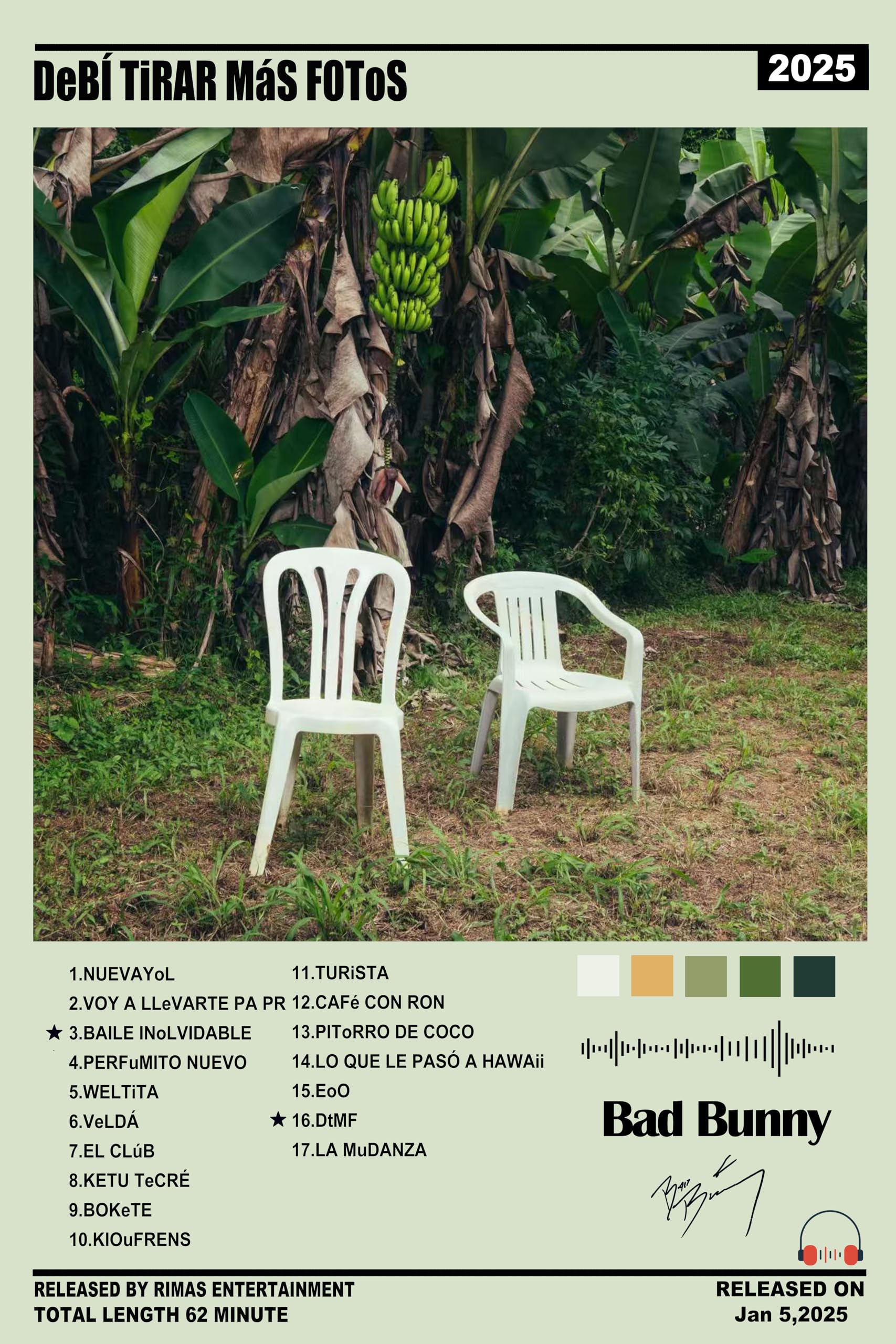 Bad Bunny Latin Music Poster Art Decor for Bedroom Wall Art 12x18inch(30x45cm) Popular Latin Music Star